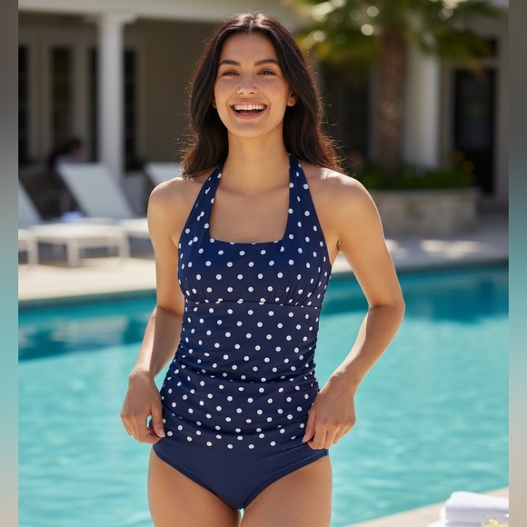 Lands' End Other - Lands end Halter tankini blue polka dot